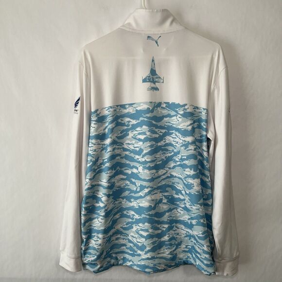 Puma Volition America 1/4 Zip Golf Pullover Mens Size Medium White Blue Camo - Picture 13 of 16
